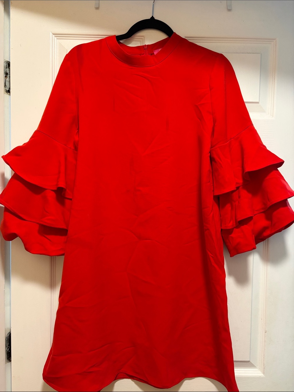 Red Ruffle Sleeve Mini Dress
